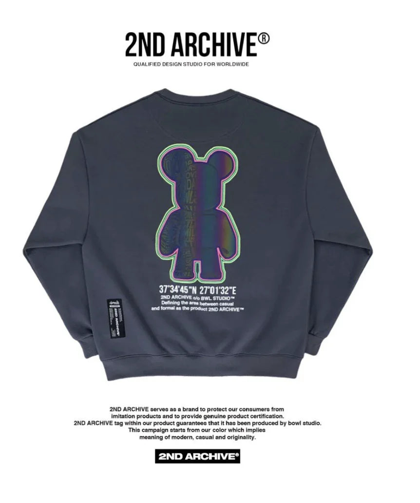 韓國直送🇰🇷 2ND ARCHIVE Aurora Half Bear Sweatshirt - HLY &amp; CHOCCICO