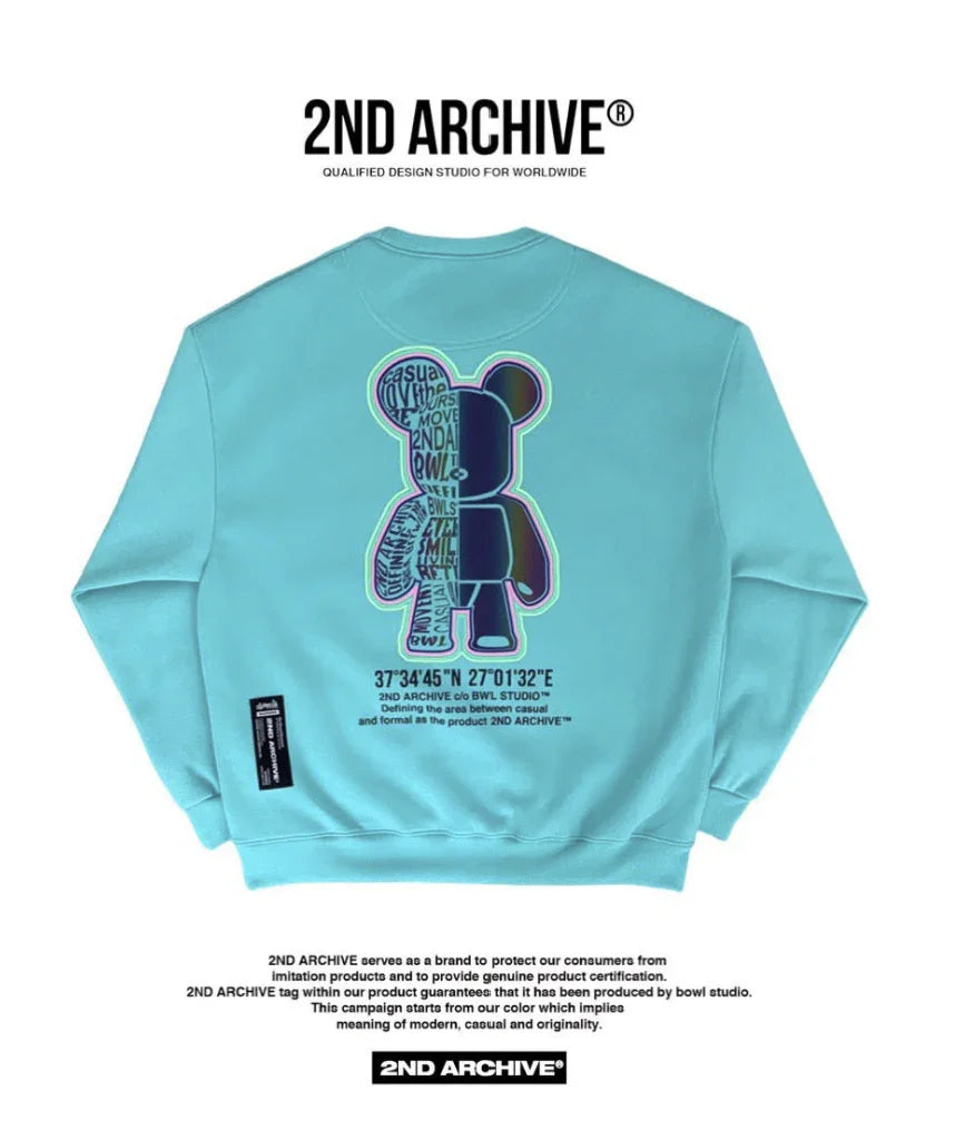 韓國直送🇰🇷 2ND ARCHIVE Aurora Half Bear Sweatshirt - HLY &amp; CHOCCICO