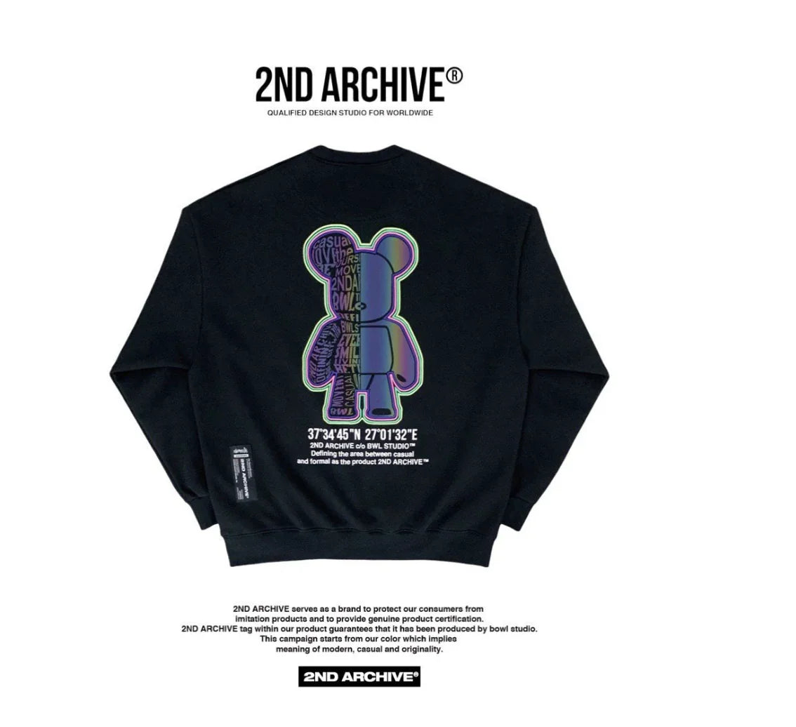 韓國直送🇰🇷 2ND ARCHIVE Aurora Half Bear Sweatshirt - HLY &amp; CHOCCICO