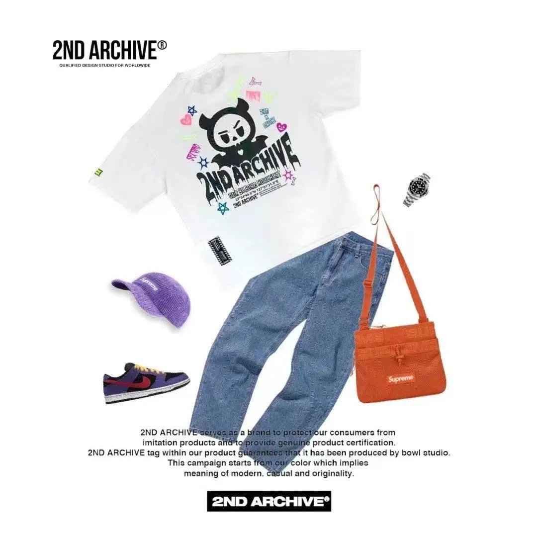 韓國直送 2ND ARCHIVE Black Beanie Teddy Bear Tee - HLY & CHOCCICO