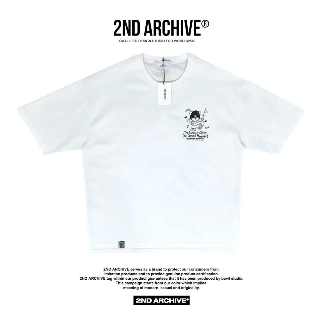 韓國直送 2ND ARCHIVE Black Beanie Teddy Bear Tee - HLY & CHOCCICO