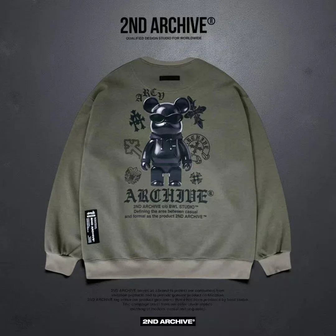 韓國直送 2ND ARCHIVE Black Cross Bear Sweatshirt - HLY &amp; CHOCCICO