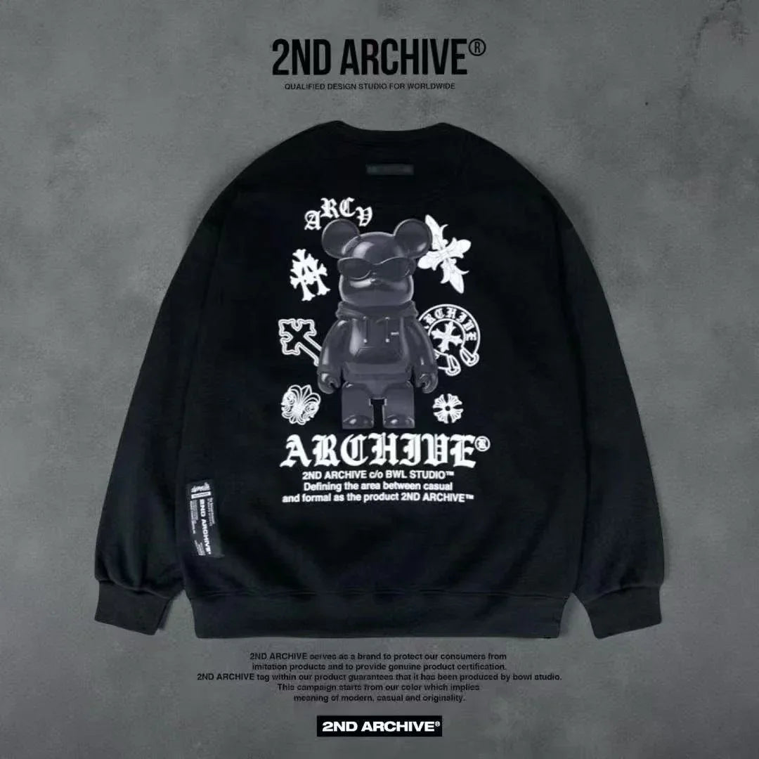 韓國直送 2ND ARCHIVE Black Cross Bear Sweatshirt - HLY &amp; CHOCCICO