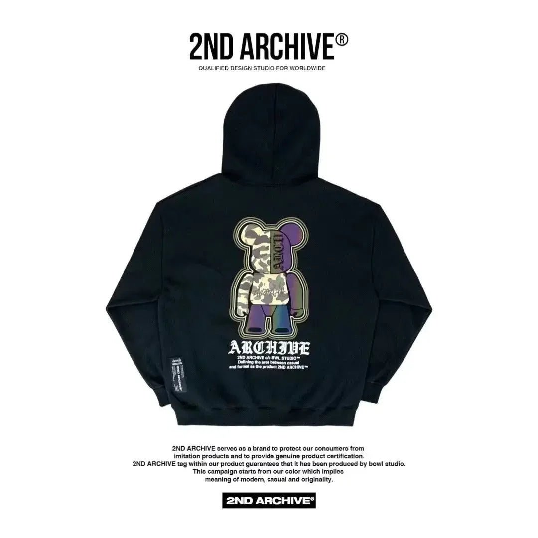 韓國直送🇰🇷 2ND ARCHIVE Camo Bear Scotch Fleece Hoodie - HLY &amp; CHOCCICO