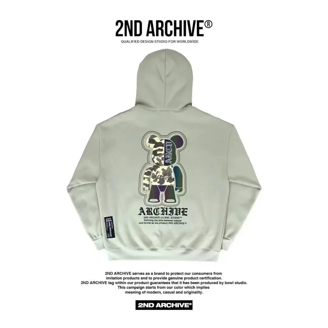 韓國直送🇰🇷 2ND ARCHIVE Camo Bear Scotch Fleece Hoodie - HLY &amp; CHOCCICO