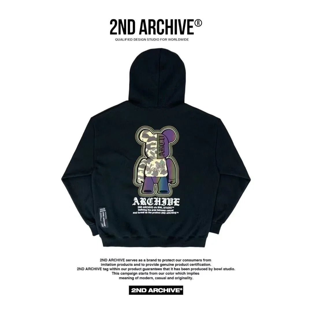韓國直送🇰🇷 2ND ARCHIVE Camo Bear Scotch Fleece Hoodie - HLY &amp; CHOCCICO