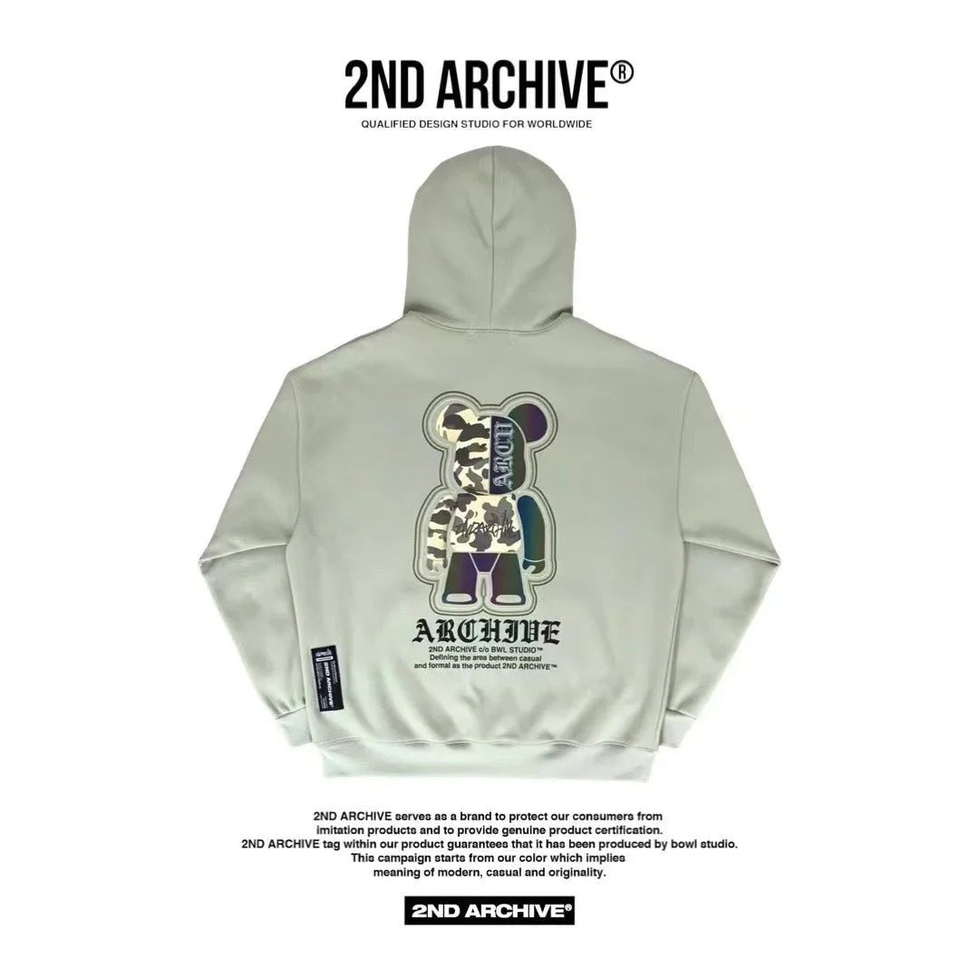 韓國直送🇰🇷 2ND ARCHIVE Camo Bear Scotch Fleece Hoodie - HLY &amp; CHOCCICO