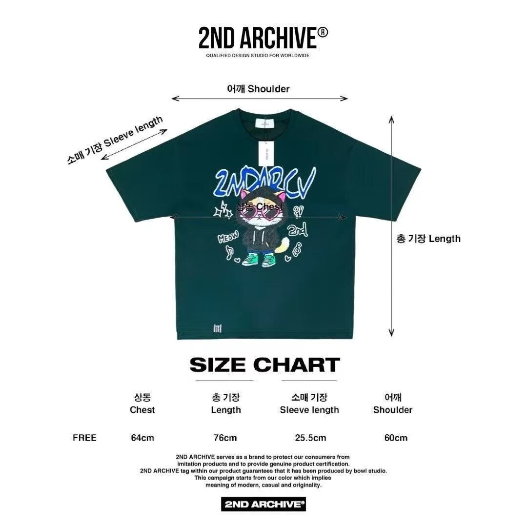 🇰🇷韓國直送🇰🇷 2ND ARCHIVE Cat wearing heart glasses T-shirt - 3 Color - HLY & CHOCCICO