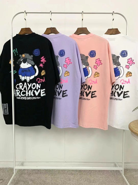 韓國直送🇰🇷 2ND ARCHIVE Crayon Cat Short Sleeve Tee - 4 Color