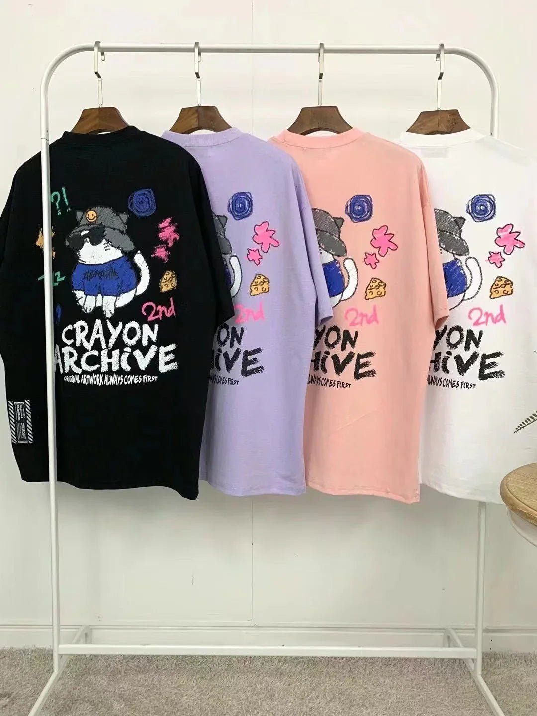 韓國直送🇰🇷 2ND ARCHIVE Crayon Cat Short Sleeve Tee - 4 Color - HLY &amp; CHOCCICO