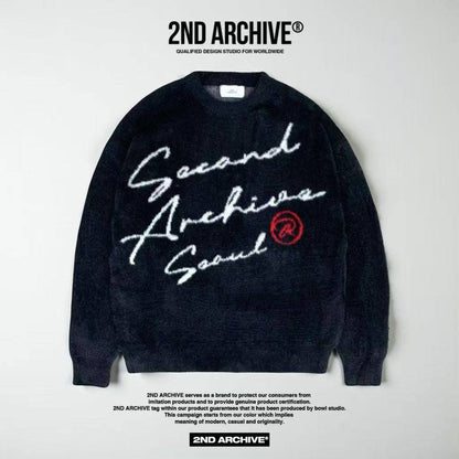 韓國直送2nd ARCHIVE Cursive Logo Angora Knit - HLY &amp; CHOCCICO