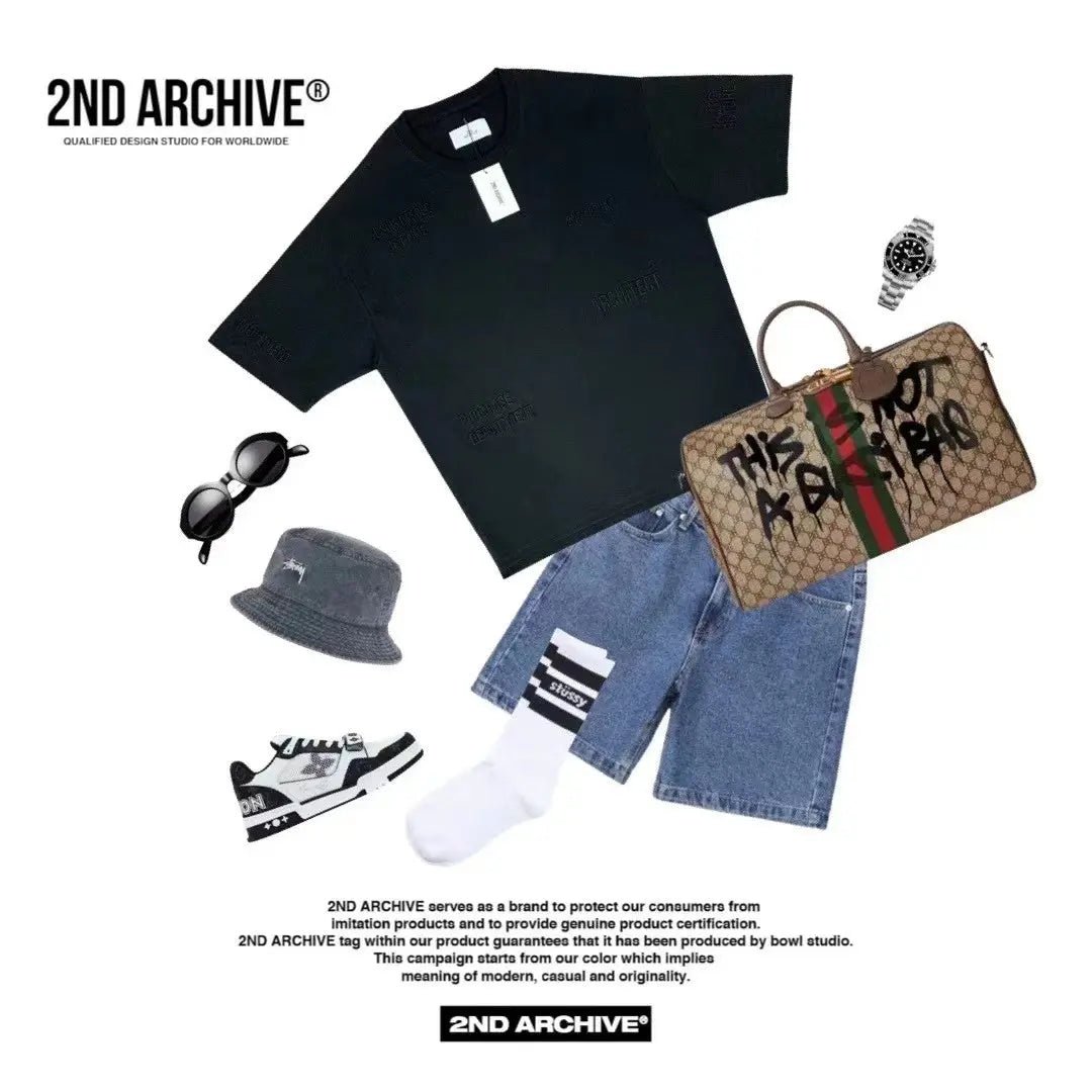 韓國直送🇰🇷 2ND ARCHIVE Embroidered Letters T-shirt - HLY & CHOCCICO