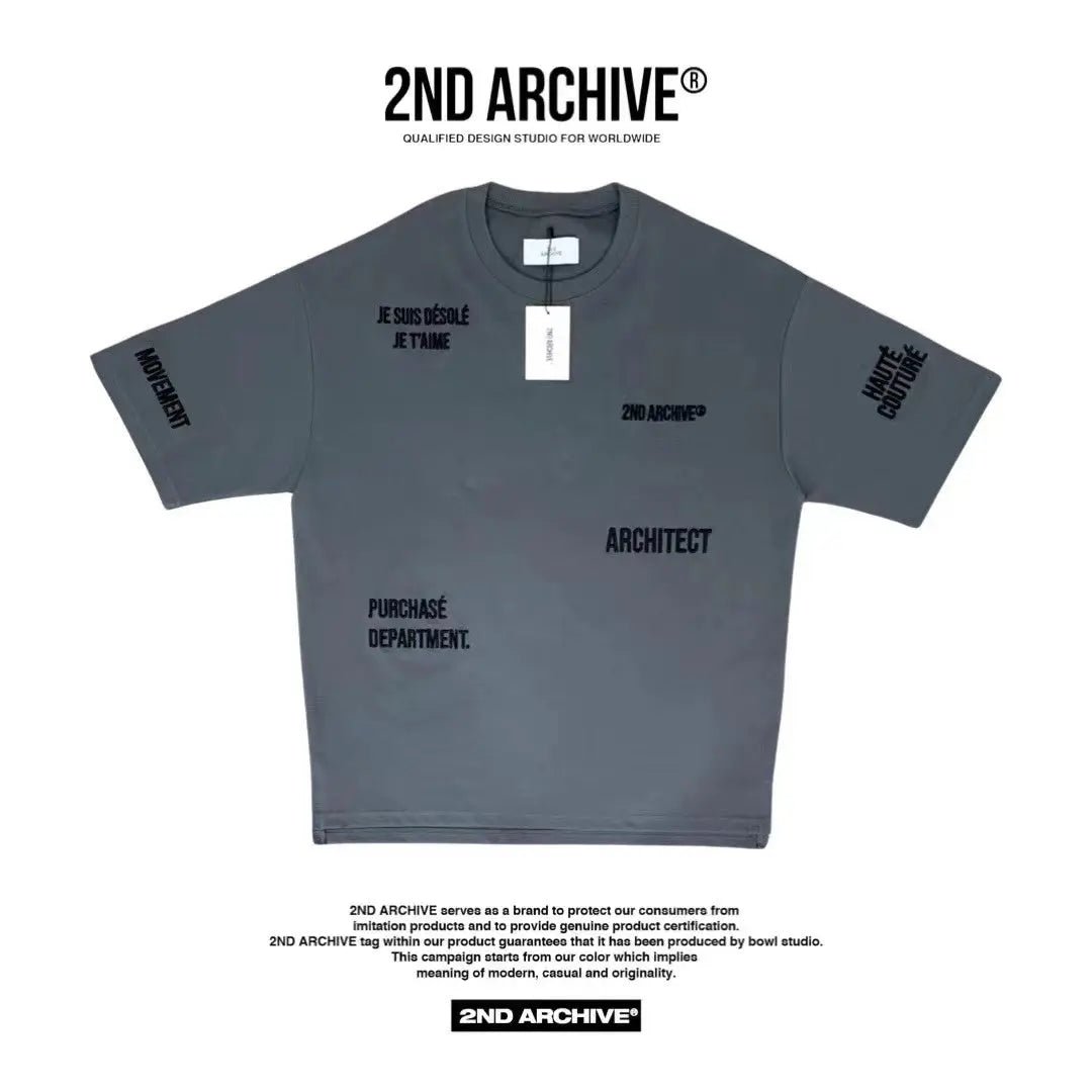 韓國直送🇰🇷 2ND ARCHIVE Embroidered Letters T-shirt - HLY & CHOCCICO