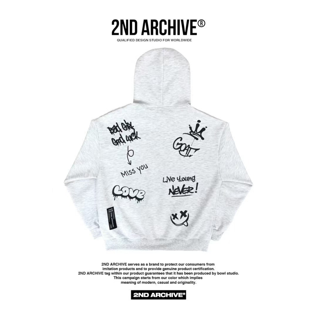 韓國直送🇰🇷 2ND ARCHIVE Full Plate Graffiti Hoodie HLY & CHOCCICO