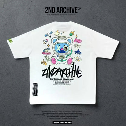 🇰🇷韓國直送🇰🇷 2ND ARCHIVE Glow - in - the - Dark Space Bear Half Palty Tee - HLY &amp; CHOCCICO