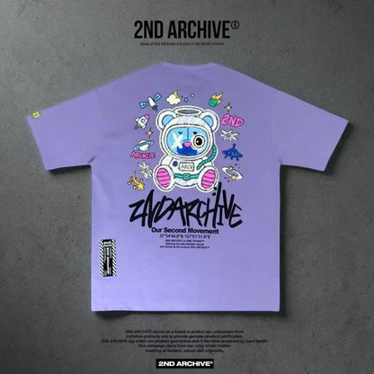 🇰🇷韓國直送🇰🇷 2ND ARCHIVE Glow - in - the - Dark Space Bear Half Palty Tee - HLY &amp; CHOCCICO