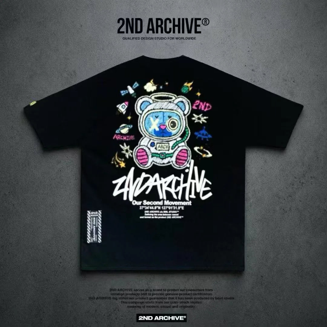 🇰🇷韓國直送🇰🇷 2ND ARCHIVE Glow - in - the - Dark Space Bear Half Palty Tee - HLY &amp; CHOCCICO