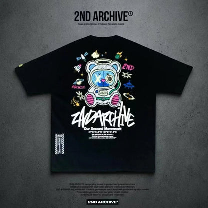 🇰🇷韓國直送🇰🇷 2ND ARCHIVE Glow - in - the - Dark Space Bear Half Palty Tee - HLY &amp; CHOCCICO