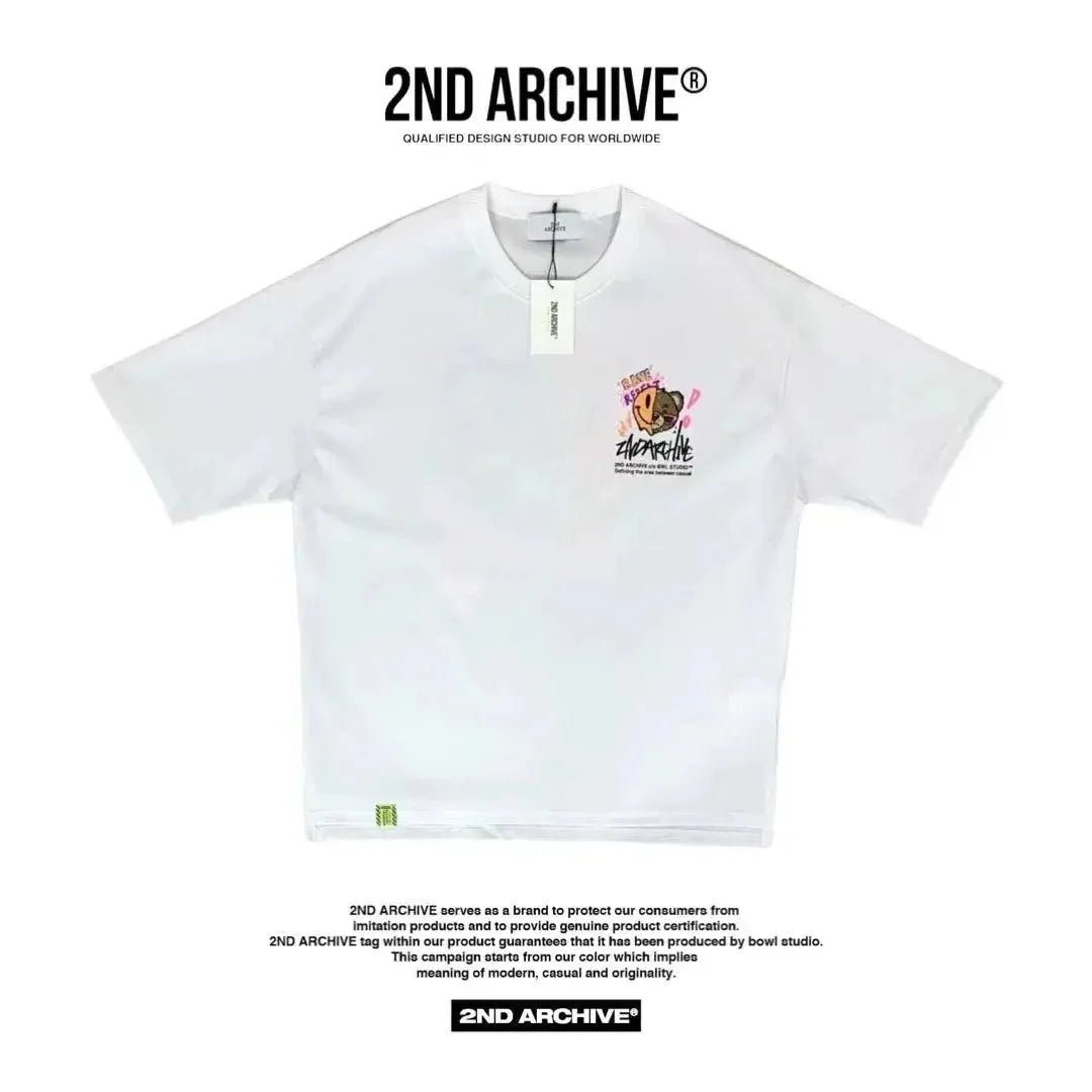韓國直送🇰🇷 2ND ARCHIVE Half and half bear smile T-shirt - 4 Color - HLY &amp; CHOCCICO