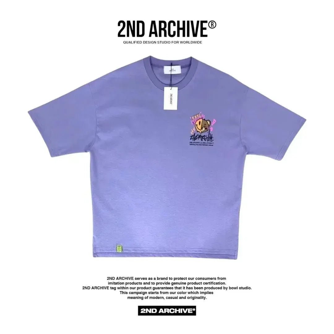 韓國直送🇰🇷 2ND ARCHIVE Half and half bear smile T-shirt - 4 Color - HLY &amp; CHOCCICO