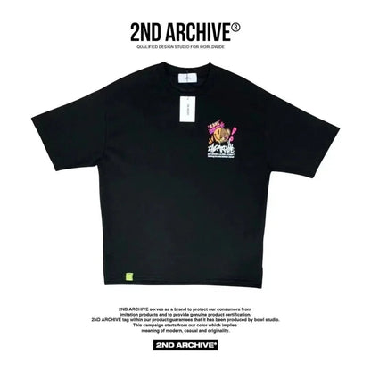 韓國直送🇰🇷 2ND ARCHIVE Half and half bear smile T-shirt - 4 Color - HLY &amp; CHOCCICO