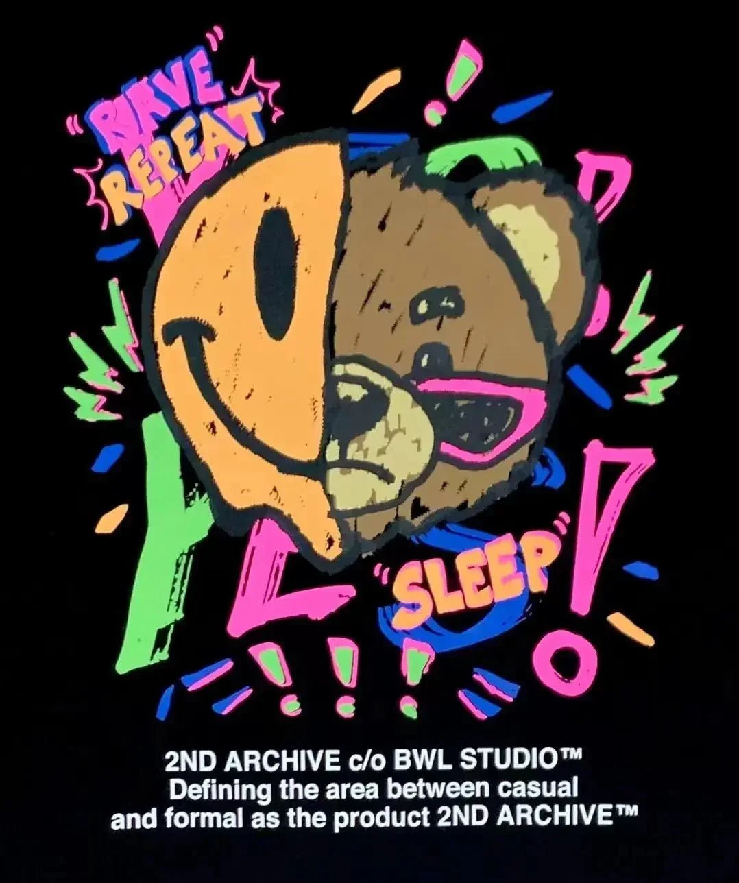 韓國直送🇰🇷 2ND ARCHIVE Half and half bear smile T-shirt - 4 Color - HLY &amp; CHOCCICO