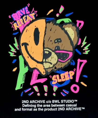 韓國直送🇰🇷 2ND ARCHIVE Half and half bear smile T-shirt - 4 Color - HLY &amp; CHOCCICO