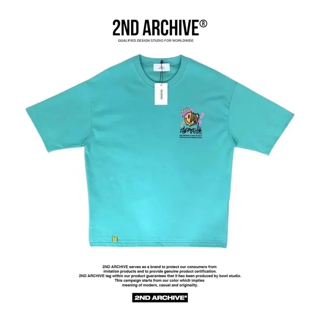 韓國直送🇰🇷 2ND ARCHIVE Half and half bear smile T-shirt - 4 Color - HLY &amp; CHOCCICO