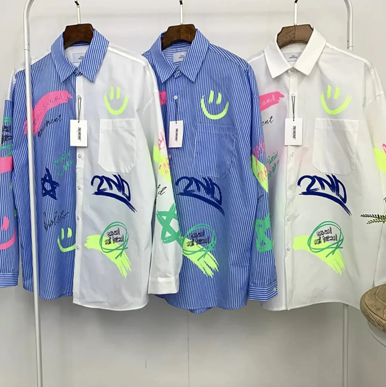 韓國直送🇰🇷 2ND ARCHIVE Half Painting Print Shirt - HLY &amp; CHOCCICO
