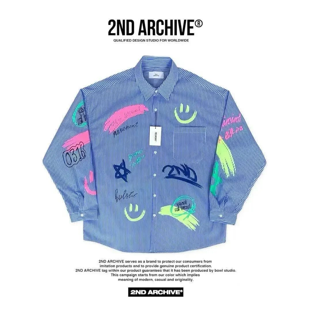 韓國直送🇰🇷 2ND ARCHIVE Half Painting Print Shirt - HLY &amp; CHOCCICO