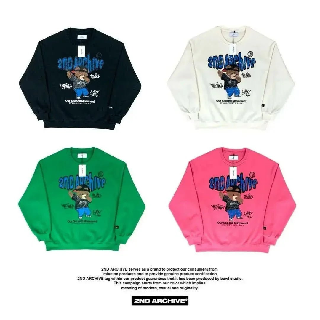 韓國直送🇰🇷 2ND ARCHIVE HipHop Bear Sweatshirt | 4 Color - HLY &amp; CHOCCICO