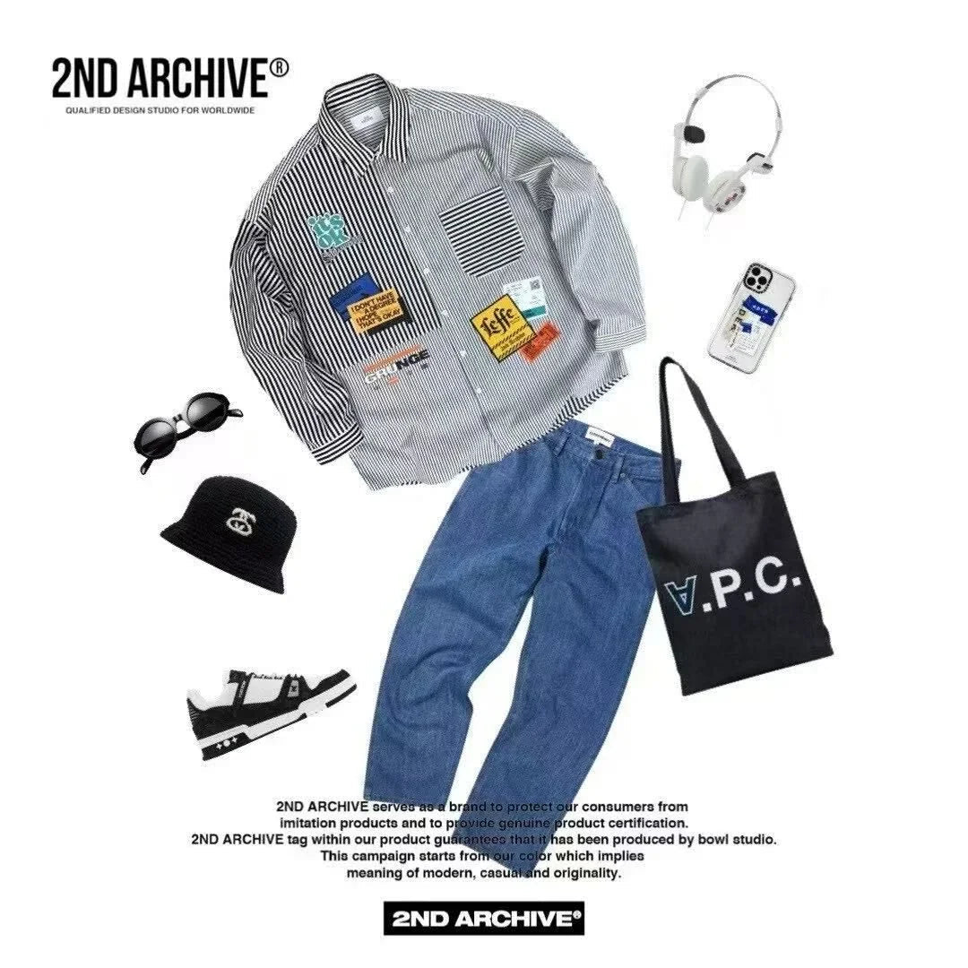 韓國直送 2ND ARCHIVE Label Patch Print Shirt - HLY &amp; CHOCCICO