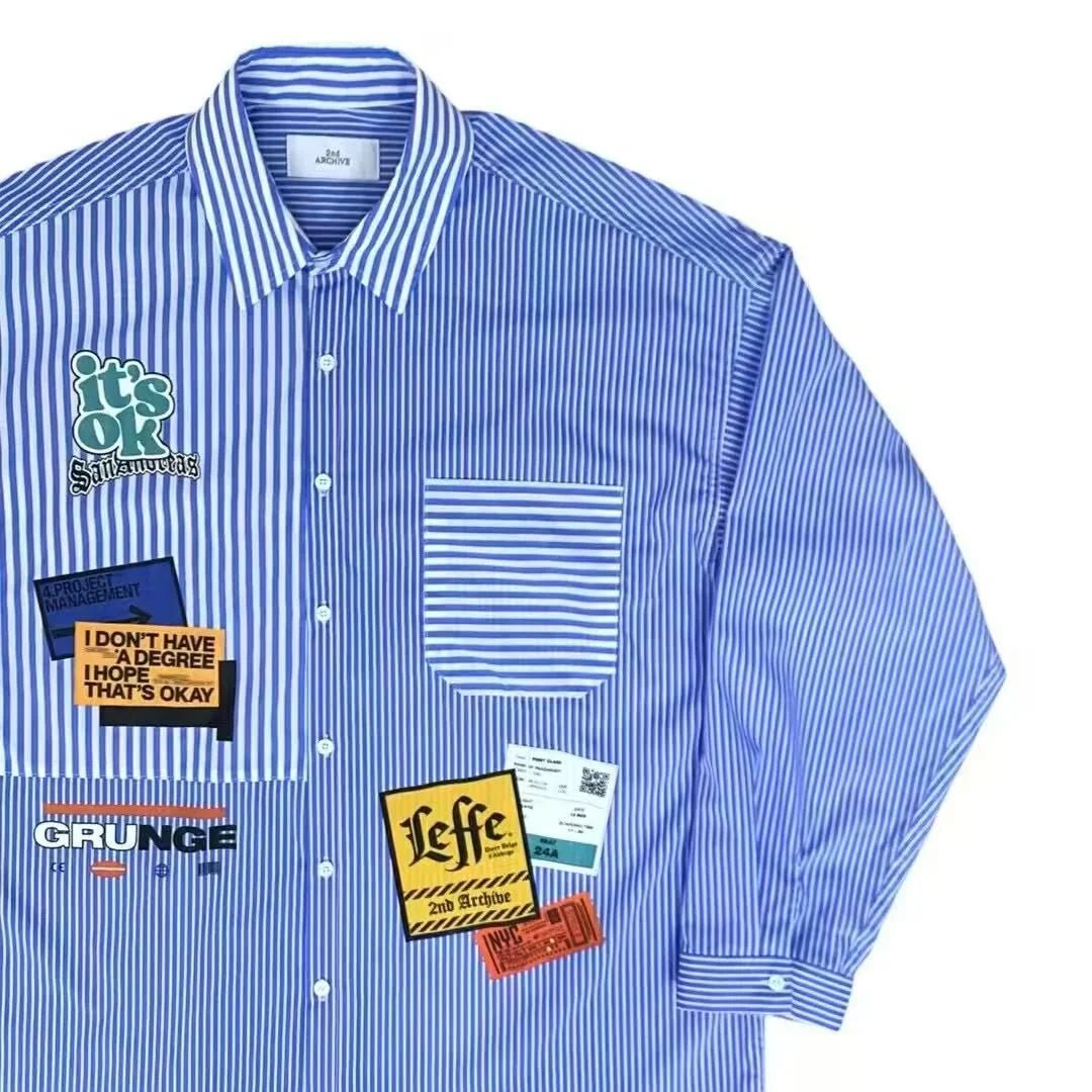 韓國直送 2ND ARCHIVE Label Patch Print Shirt - HLY &amp; CHOCCICO