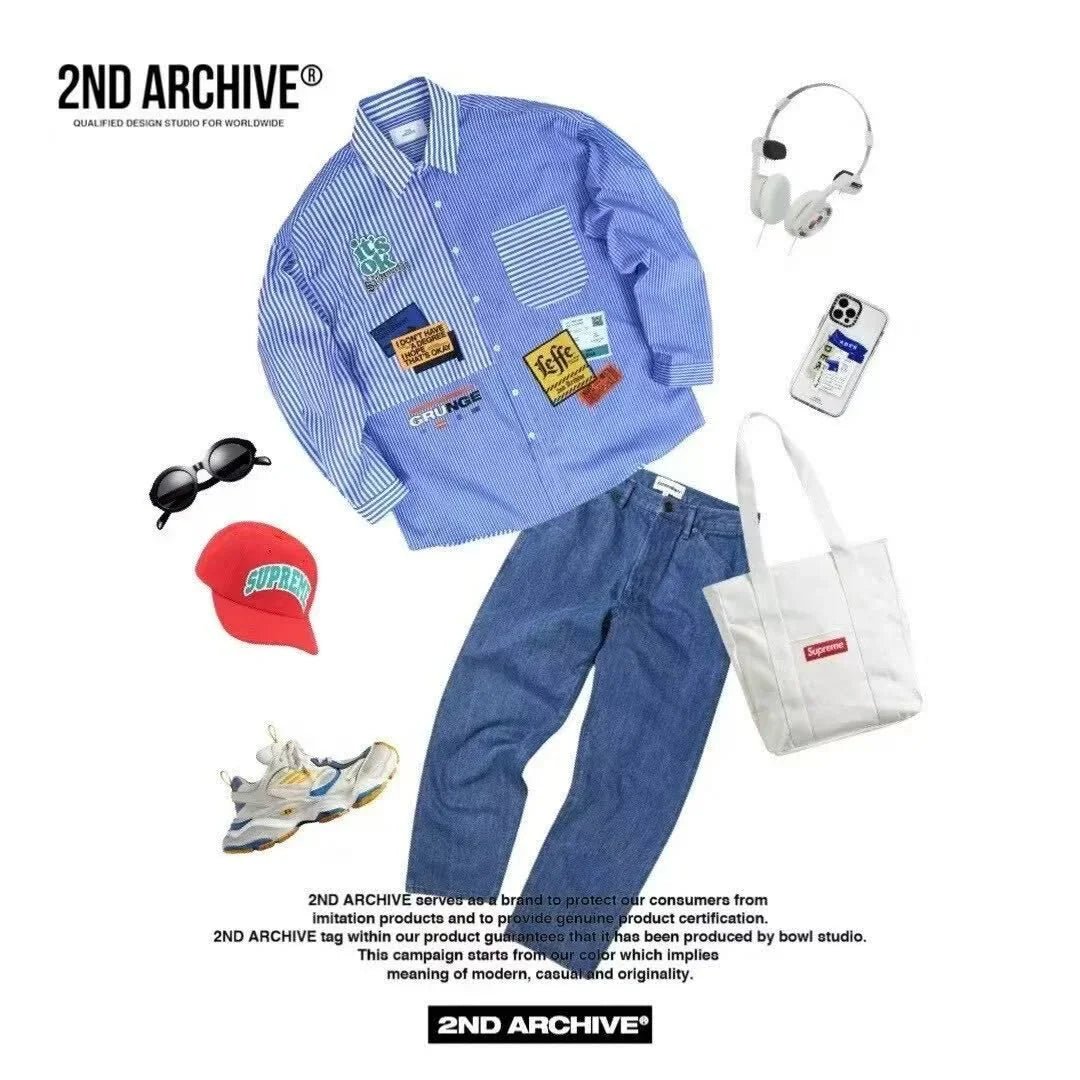 韓國直送 2ND ARCHIVE Label Patch Print Shirt - HLY &amp; CHOCCICO