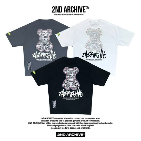 韓國直送🇰🇷 2ND ARCHIVE Lettering 3M Bear T-shirt - 3 Color