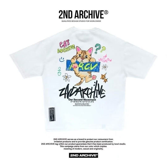 2ND ARCHIVE Monthly Cat Crayon Tee Directly from Korea 