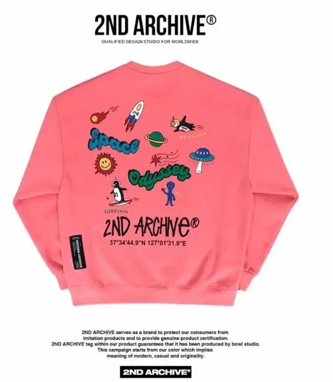 韓國直送🇰🇷 2ND ARCHIVE Odyssey Space Penjuin Sweatshirt - 4 Color - HLY &amp; CHOCCICO