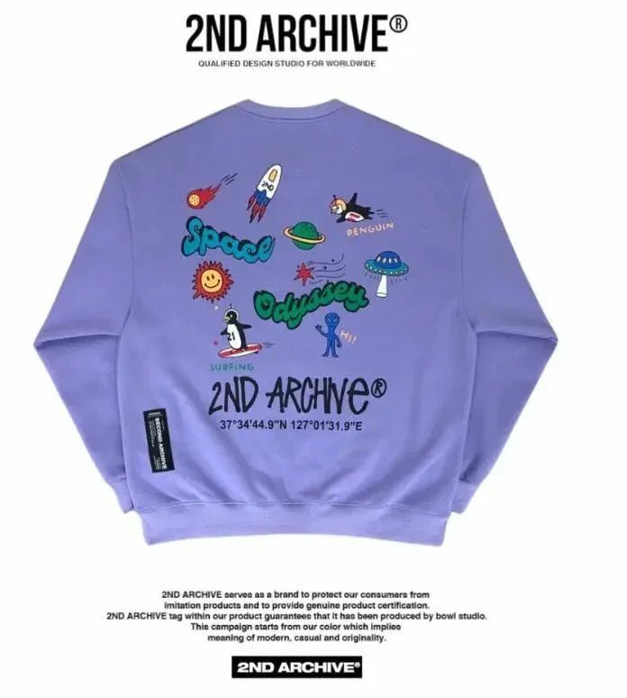 韓國直送🇰🇷 2ND ARCHIVE Odyssey Space Penjuin Sweatshirt - 4 Color - HLY &amp; CHOCCICO