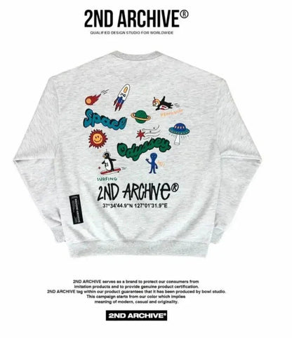 韓國直送🇰🇷 2ND ARCHIVE Odyssey Space Penjuin Sweatshirt - 4 Color - HLY &amp; CHOCCICO