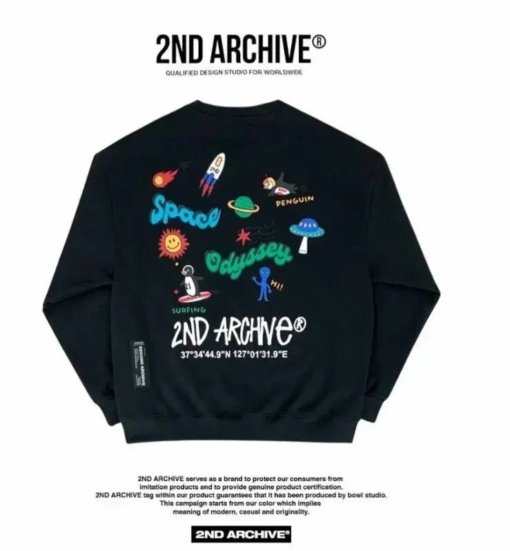韓國直送🇰🇷 2ND ARCHIVE Odyssey Space Penjuin Sweatshirt - 4 Color - HLY &amp; CHOCCICO