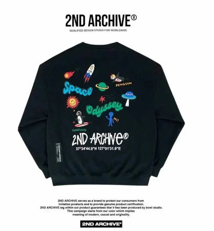韓國直送🇰🇷 2ND ARCHIVE Odyssey Space Penjuin Sweatshirt - 4 Color - HLY &amp; CHOCCICO