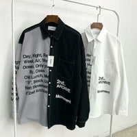 韓國直送🇰🇷 2ND ARCHIVE Overfit Lettering half and half color combination Shirt - HLY & CHOCCICO