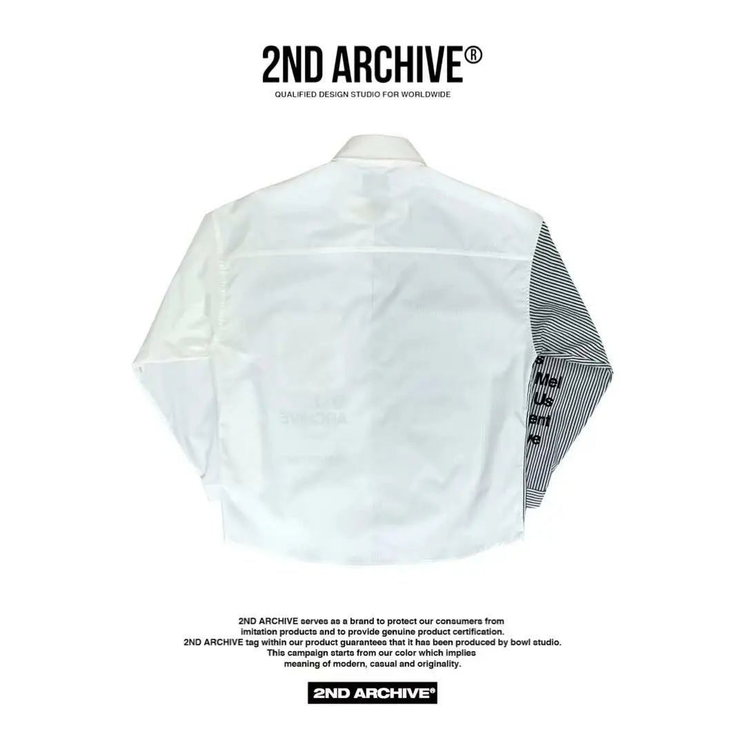 韓國直送🇰🇷 2ND ARCHIVE Overfit Lettering half and half color combination Shirt - HLY & CHOCCICO