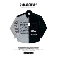 韓國直送🇰🇷 2ND ARCHIVE Overfit Lettering half and half color combination Shirt - HLY & CHOCCICO