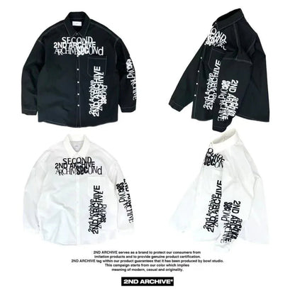 韓國直送2nd ARCHIVE Overlap Lettering Shirt - HLY &amp; CHOCCICO