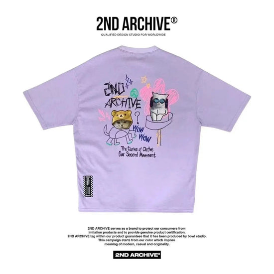韓國直送🇰🇷 2ND ARCHIVE Pink Flower Cat T-shirt - 4 Color