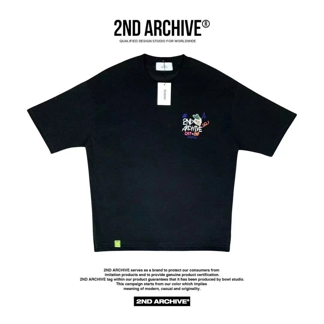 韓國直送🇰🇷 2ND ARCHIVE Pink Flower Cat T-shirt - 4 Color HLY & CHOCCICO