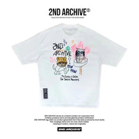 韓國直送🇰🇷 2ND ARCHIVE Pink Flower Cat T-shirt - 4 Color HLY & CHOCCICO