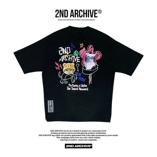 韓國直送🇰🇷 2ND ARCHIVE Pink Flower Cat T-shirt - 4 Color