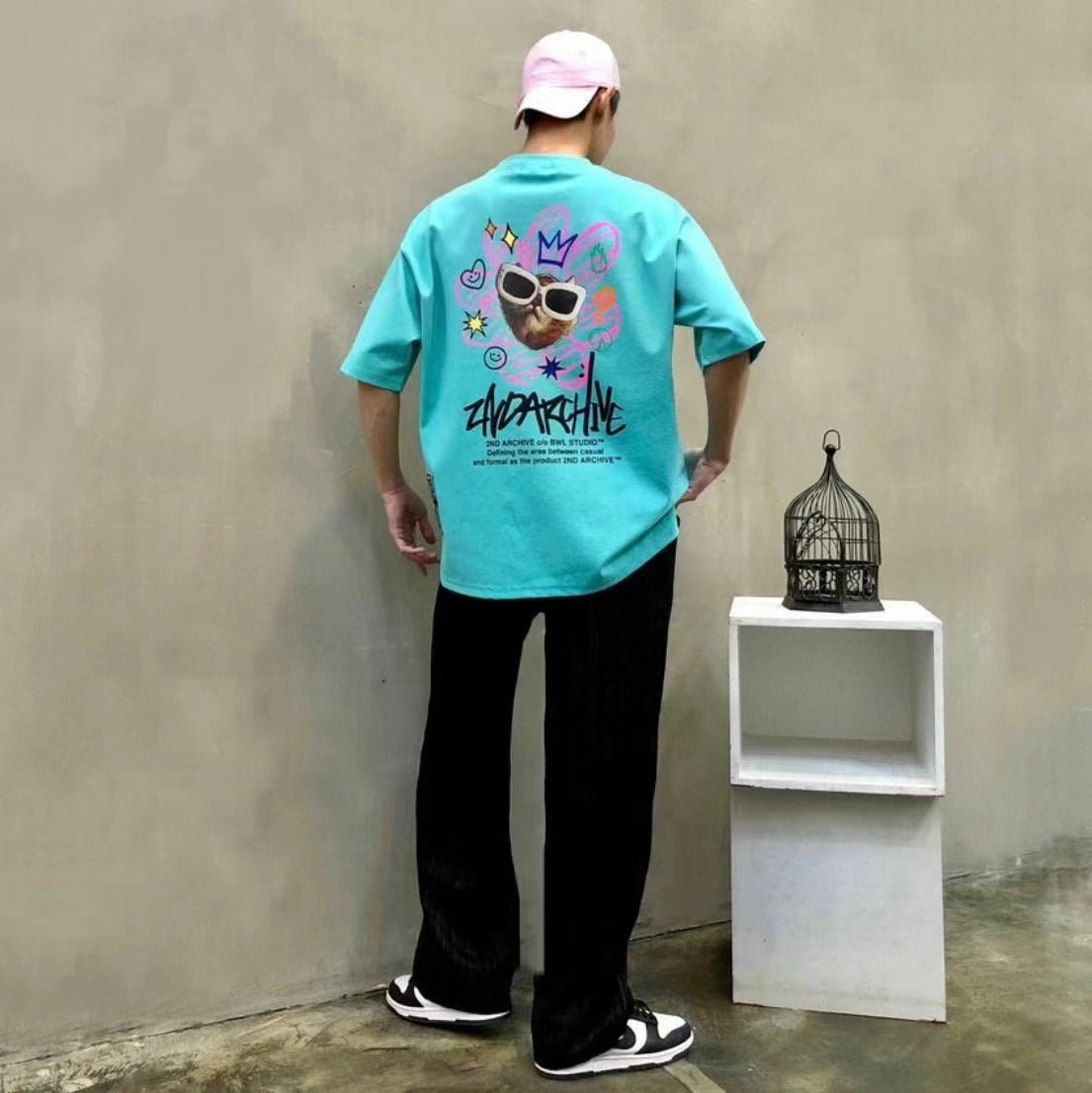 韓國直送🇰🇷 2ND ARCHIVE Pink Flower cat Tee - 4 Color HLY & CHOCCICO